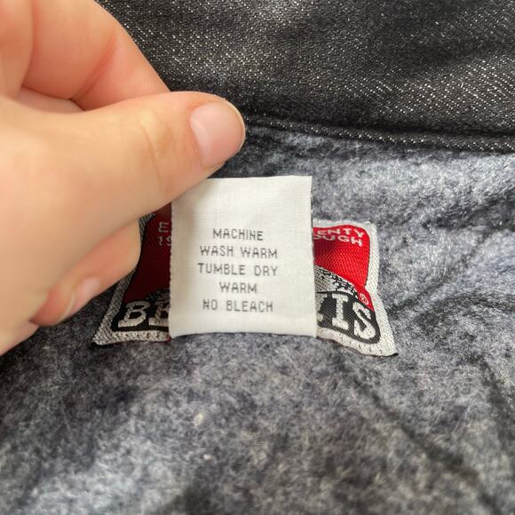 Vintage Ben Davis Mens Black Cotton Denim Warm Lined Work Chore Jacket Size L - Picture 10 of 16